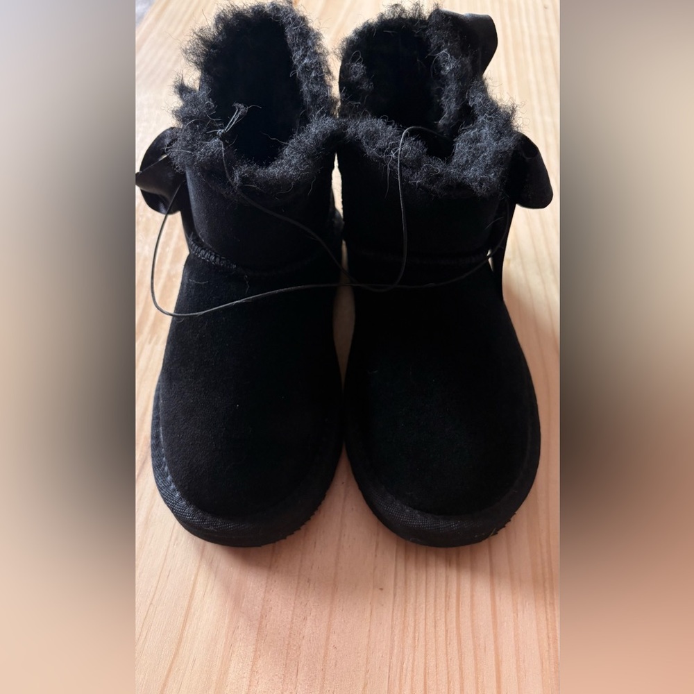 BearPaw Kids Black Faux Suede Shearling Boots